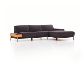Lounge-Sofa Alani, B 300 x T 179 cm, Liegeteil rechts, Sitzhöhe in cm 44, mit Bezug Wollstoff Stavang Stein (61), Buche