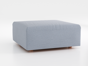 Hocker Sereno B 96 x T 96 cm, Bodennah, mit Bezug Wollstoff Elverum Blaugrau (83), Buche