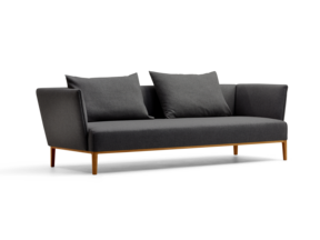 Lorea 3er-Sofa, Eiche, mit Bezug Wollstoff Kaland Schiefer