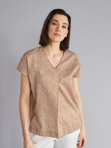 Bluse-Kimono bedruckt, minimal druck ocker-gold
