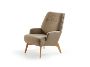 Fauteuil Coppa, Buche, mit Bezug Wollstoff Stavang Haselnuss