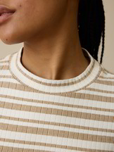 Langarmshirt aus Bio Baumwolle, camel/offwhite ringel rippe