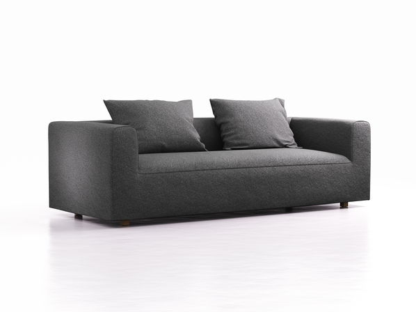 3er Sofa Sereno, bodennah, B235xT96xH71cm, Sitzhöhe 43 cm, inkl. 2 Kissen (70x55 cm), Eiche, Wollstoff Kaland Schiefer