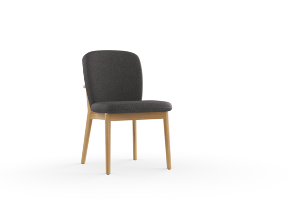 Stuhl Kilian, ohne Armlehne, Wollstoff Stavang Schiefer, Eiche