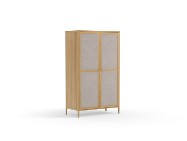  Kleiderschrank Tenso 2-türig, Wollstoff Tano Natur, Eiche