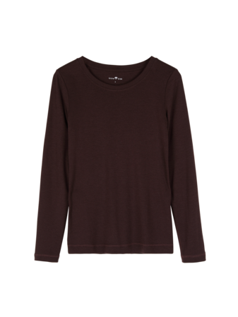 Langarmshirt aus Bio Wolle, aubergine