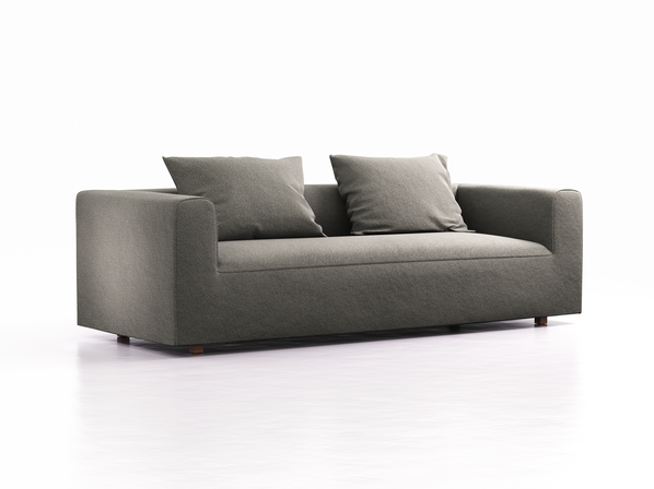 3er Sofa Sereno, bodennah, B235xT96xH71cm, Sitzhöhe 43 cm, inkl. 2 Kissen (70x55 cm), Buche, Wollstoff Elverum Mocca