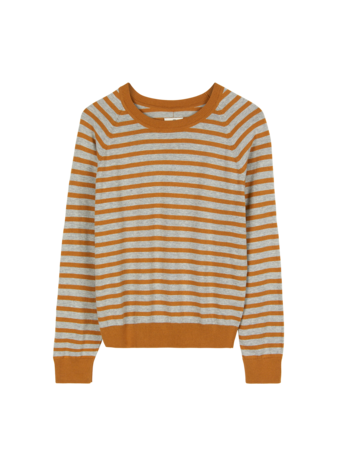Pullover aus Bio-Baumwolle, camel/grau melange ringel