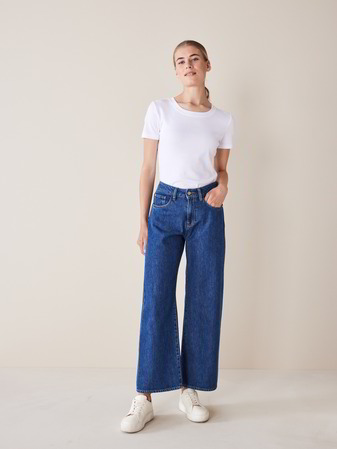Jeans weites Bein, 100% Bio-Baumwolle, mittelblau denim