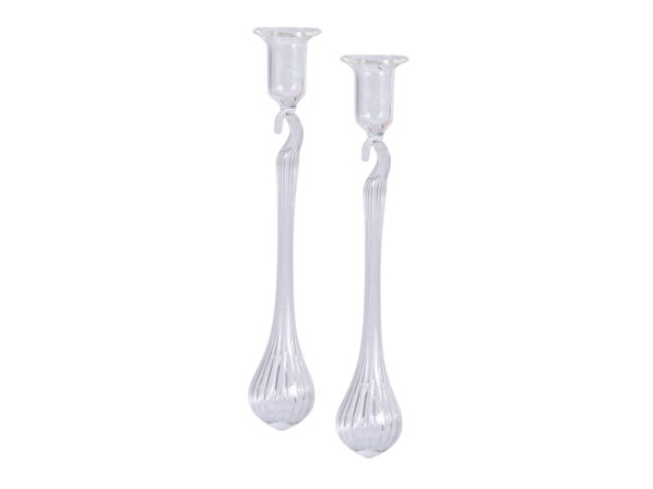 2er-Set Pendelkerzenhalter aus Konturaxglas, mundgeblasen