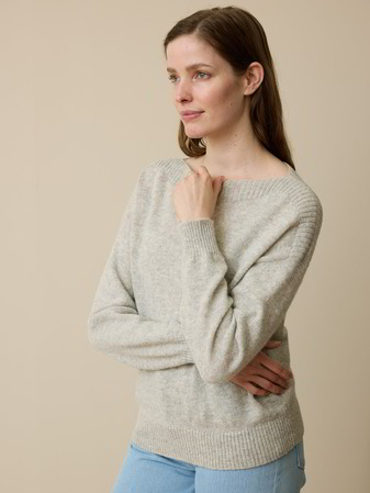 Pullover aus Alpakawolle, grau melange