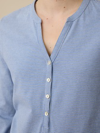 Schlafshirt aus Bio-Baumwolle, meerblau/weiß ringel