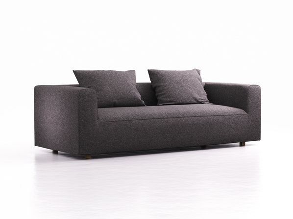 3er Sofa Sereno, bodennah, B235xT96xH71cm, Sitzhöhe 43 cm, inkl. 2 Kissen (70x55 cm), Eiche, Wollstoff Stavang Stein