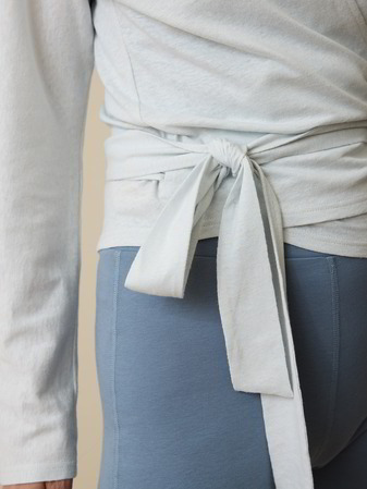 Langarm-Wickelshirt aus Bio Baumwolle/Hanf, eisblau
