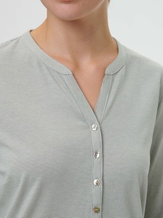 Schlafshirt aus Bio-Baumwolle, salbei/weiss