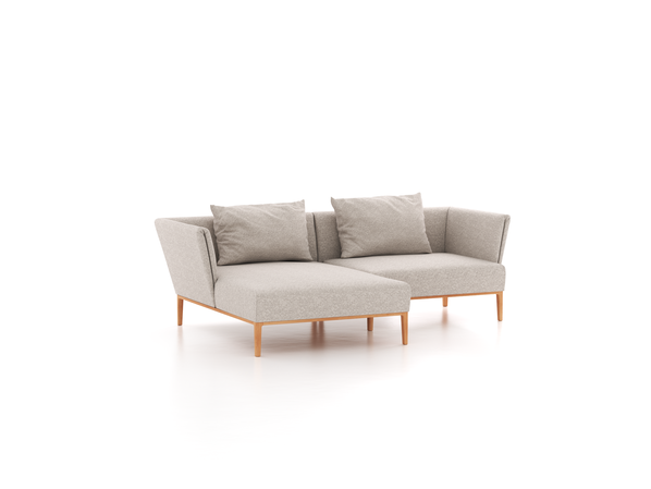 Lounge-Sofa Lorea, Liegeteil links, inkl. 2 Kissen (60x85 cm), B 240 x T 155 cm, mit Bezug Wollstoff Tano Natur (79), Buche