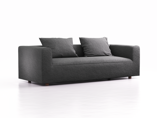 3er Sofa Sereno, bodennah, B235xT96xH71cm, Sitzhöhe 43 cm, inkl. 2 Kissen (70x55 cm), Buche, Wollstoff Kaland Schiefer