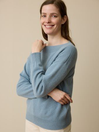 Pullover aus Alpakawolle, taubenblau