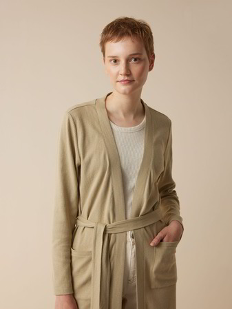 Mantel aus Bio-Baumwolle und Leinen, light khaki