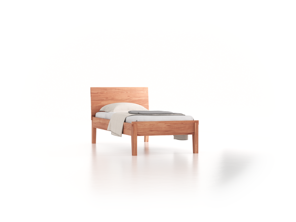 Bett Alpina mit Betthaupt, 90 x 200 cm, Kernbuche