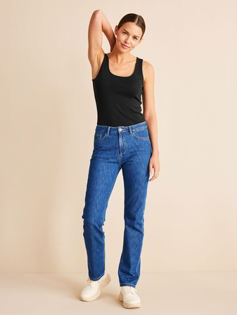 Jeans straight, mittelblau denim