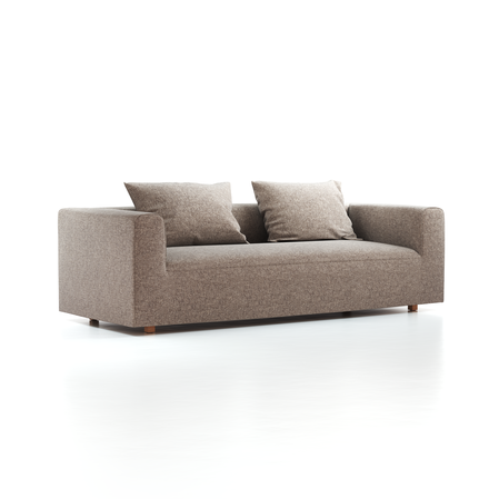 3er-Sofa Sereno B 235 x T 96 cm, inkl. 2 Kissen (70x55 cm), Bodennah, mit Bezug Wollstoff Tano Natur (79), Buche