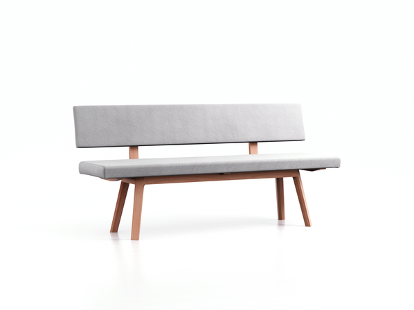 Polsterbank Mirato mit Rückenlehne, Buche, Bezug Wollstoff Stavang Kiesel, L 180 x T 56,5 x H 86 cm