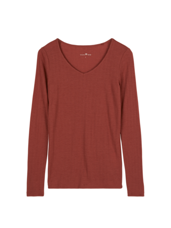 Langarmshirt aus Bio Wolle, cranberry