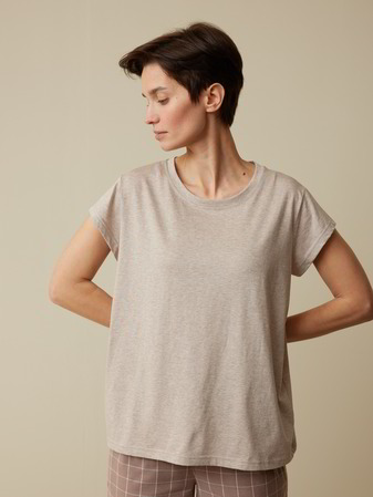 Schlafshirt aus Bio-Baumwolle, sand melange