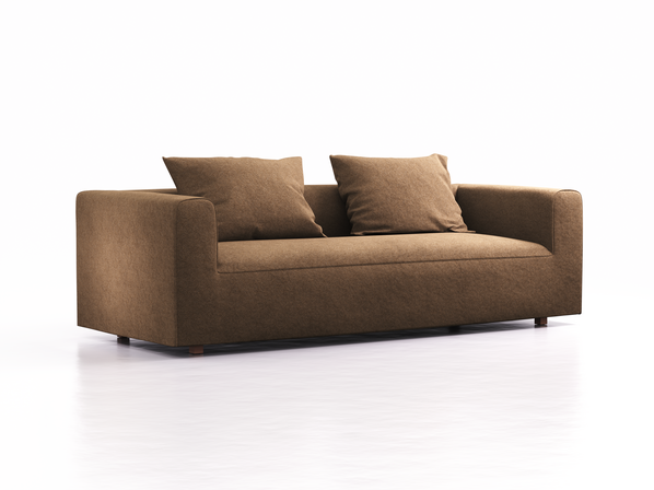 3er Sofa Sereno, bodennah, B235xT96xH71cm, Sitzhöhe 43 cm, inkl. 2 Kissen (70x55 cm), Buche, Wollstoff Stavang Haselnuss