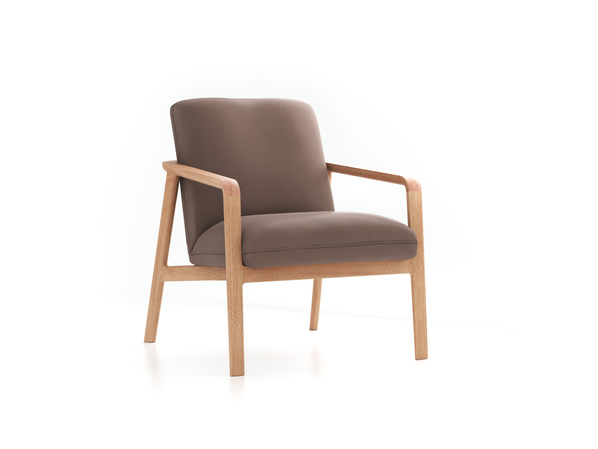 Fauteuil Ketil, Wollstoff Kaland Torf (70), Eiche