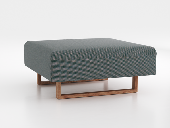 Hocker Sereno B 96 x T 96 cm, Kufenfuß, mit Bezug Wollstoff Elverum Grüngrau (84), Eiche