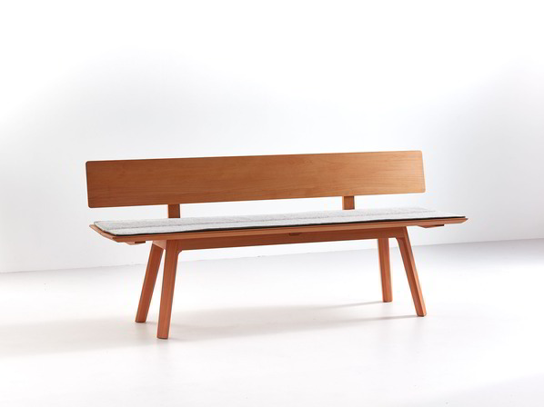 Holzbank Mirato mit Rückenlehne, Buche, L 180 x T 53,5 x H incl. RL 83,3 cm