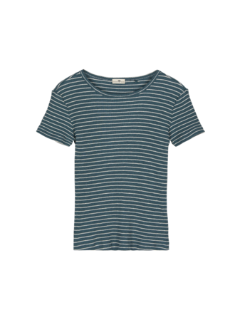 Kurzarmshirt Rippe, 63 topas melange ringel
