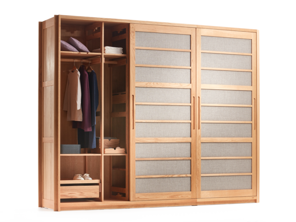 Kurido Kleiderschrank 3türig, Türen schmal, Eiche