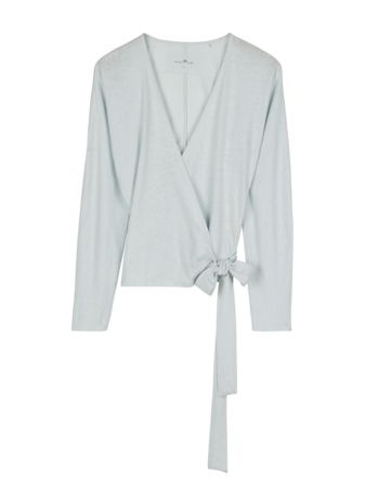 Langarm-Wickelshirt aus Bio Baumwolle/Hanf, eisblau