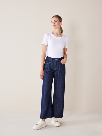 Jeans weites Bein, 100% Bio-Baumwolle, dark denim