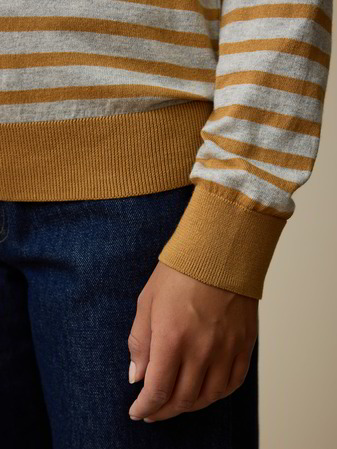 Pullover aus Bio-Baumwolle, camel/grau melange ringel