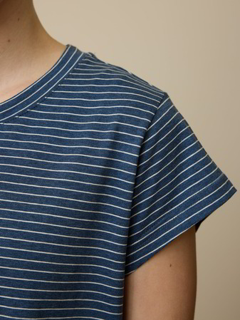 Schlafshirt aus Bio-Baumwolle, blau/natur melange ringel