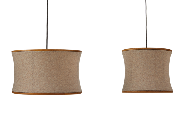 Hängeleuchte Malla inkl. Leuchtmittel, Ø 45 cm & Ø 32 cm, 3D Strick Sand, Eiche