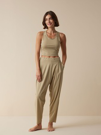 Yogatop aus Bio Baumwolle, light khaki