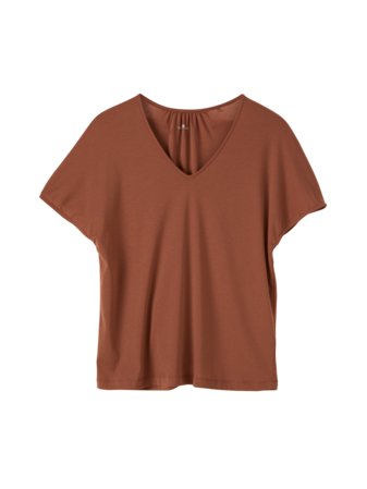 Kurzarmschlafshirt aus Baumwolljersey, nougat