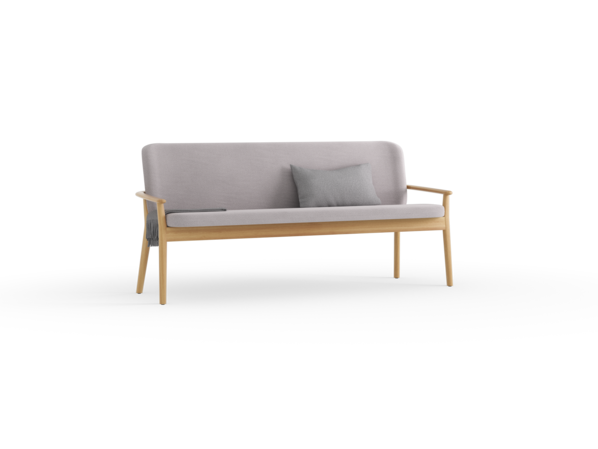Polsterbank Kilian, 180 cm, Wollstoff Elverum Mocca, Eiche