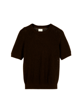 Kurzarmpullover aus Yakwolle, 67 espresso