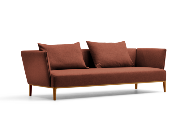 Lorea 3er-Sofa, Eiche, mit Bezug Wollstoff Kaland Ziegel