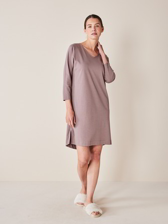 Kleid langarm, 100 % Bio Baumwolle, deep mauve