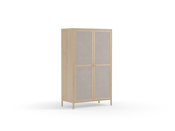  Kleiderschrank Tenso 2-türig, Wollstoff Tano Natur, Esche