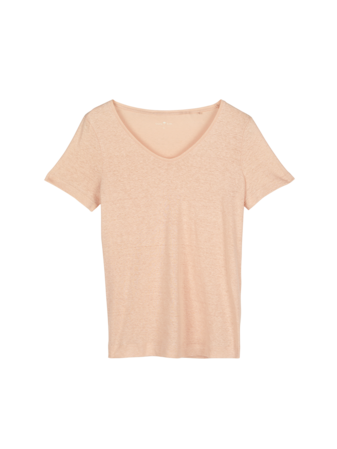 Kurzarmshirt aus Bio-Leinen, light apricot