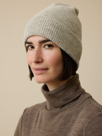 Strickmütze aus Alpakawolle, grau melange