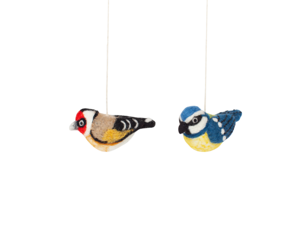2er-Set Filztiere, Stieglitz und Blaumeise